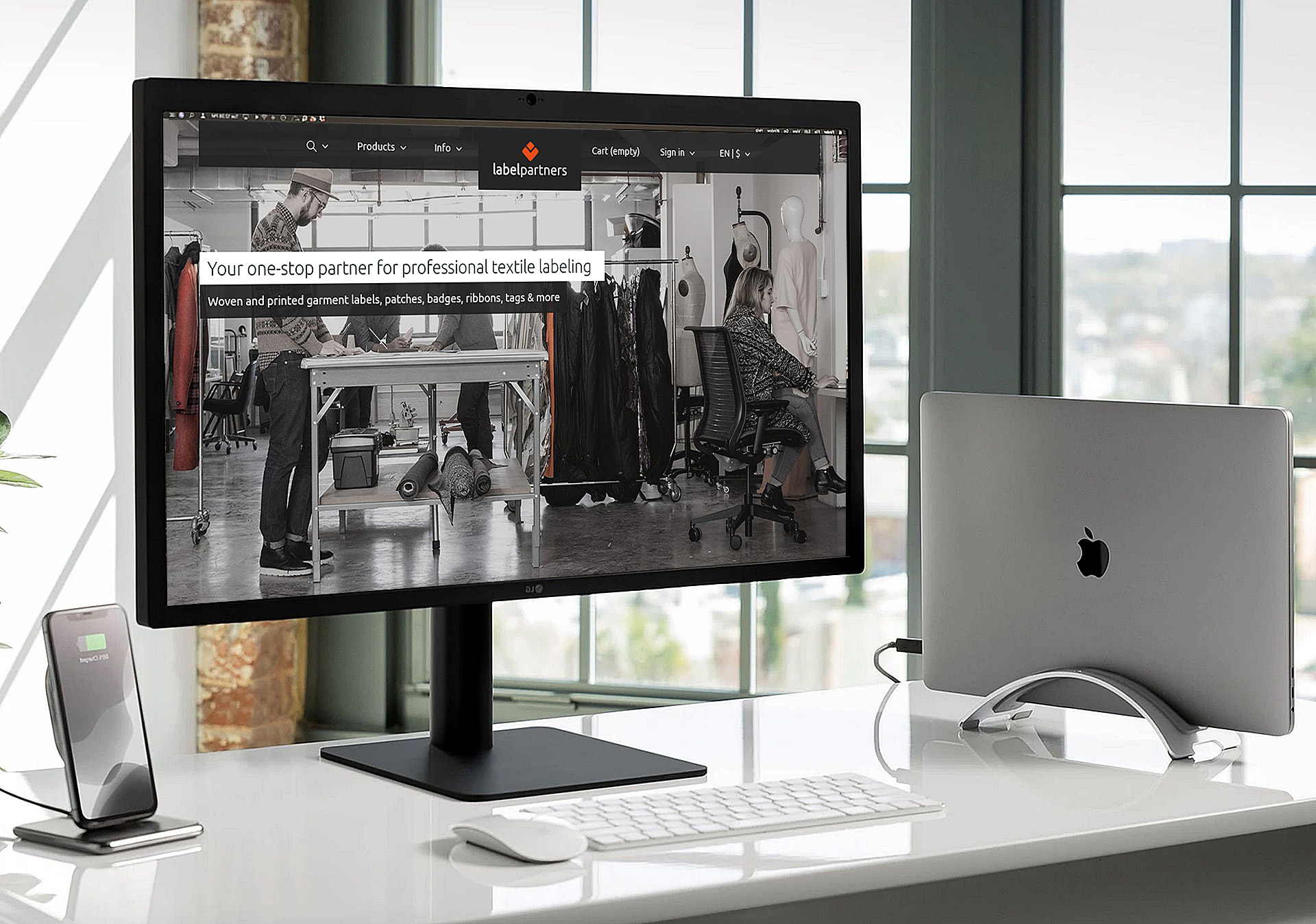 Our customer labelpartners.com's website on a 4K screen